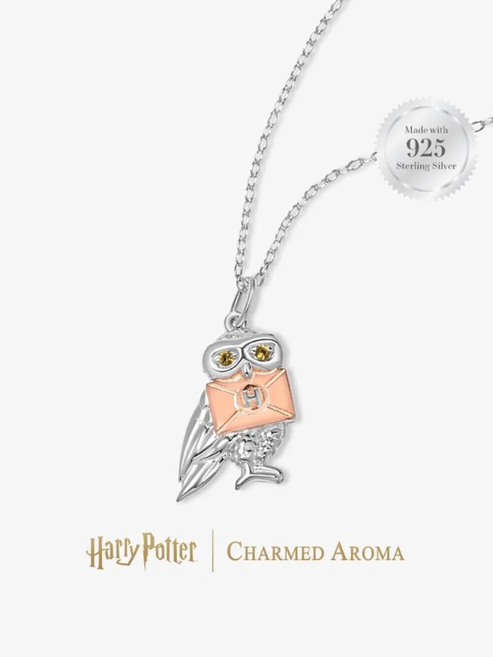Harry Potter Hedwig Owl Necklace - 925 Sterling Silver Charmed Aroma